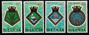 ST.LUCIA SG434/7 1976 ROYAL NAVY CRESTS MNH