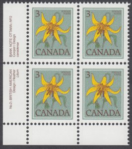 Canada - #783 Canada Lily Plate Block #2- MNH