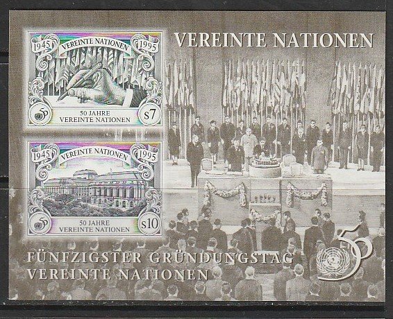 1995 UN-Vienna - Sc 188 - MNH VF - mini sheet - UN 50th anniversary