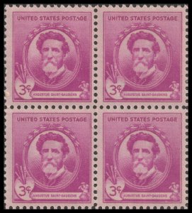 US 886 Famous Americans Artists Augustus Saint-Gaudens 3c block 4 MNH 1940