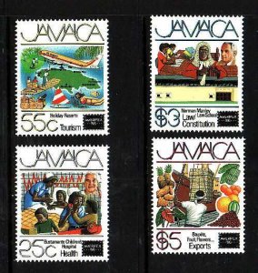 Jamaica-Sc#625-8-Unused NH set-Planes-Maps-Ships-Ameripex `86-1986