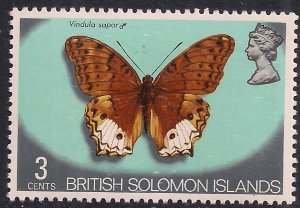 British Solomon Islands 1972 - 73 QE2 3cts Butterfly Umm SG 221 ( K498)