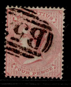 MAURITIUS QV SG48, 4d rose, FINE USED. Cat £42.