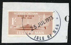 Isle of Man 1/- Brown QEII Pictorial Revenues CDS On Piece