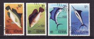 Kenya-Sc#68-71- id2-used set-Marine Life-Game Fish-1977-