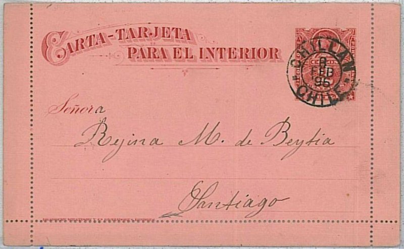 37487-CHILE-Postal Stationery:COLUMBUS COLOMBO-Higgings & Gage #1very early use-