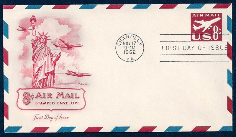 UNITED STATES FDC 8¢ Air Mail Envelope 1962 Artmaster