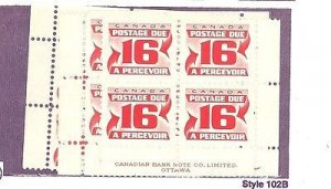 Canada #J37 M/S Plate Blocks  Mint VF  NH   - Lakeshore P...