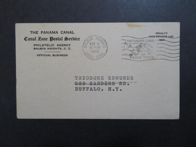 Canal Zone 1946 Offical Postal Card to USA - Z8480