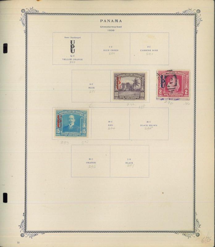 1878-1956 Panama Postage Stamp Collection on Album Pages Catalog Value $753