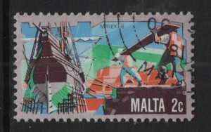 Malta   #594  cancelled  1981  ship building 2c
