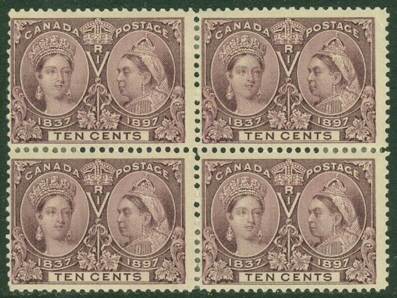 EDW1949SELL : CANADA 1897 Scott #57 Block of 4. Mint OG. Very Fresh. Cat $480+