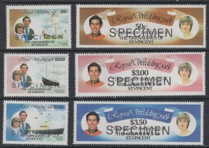 ST. VINCENT, GRENADINES  209-214  MNH SPECIMEN SET