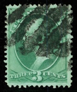 United States #136 Used  fine to very fine   Cat$33 1870, 3¢ green, H. grill