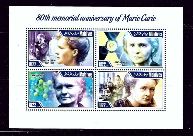 Maldive Is 3109 MNH 2014 80th Memorial Anniv of Marie Curie sheet of 4