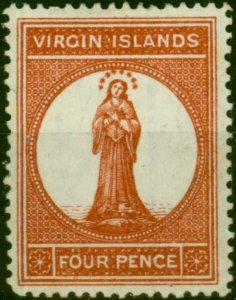 Virgin Islands 1887 4d Chestnut SG35 Fine MM