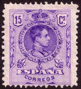 Spain 1909 15c Violet SG332 MH