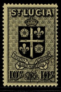 ST. LUCIA GVI SG138, 10s black/yellow, FINE USED.