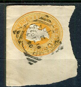 INDIA; 1880s classic QV 4a. 6p. fine POSTMARK Stationary Piece, Karach Camp