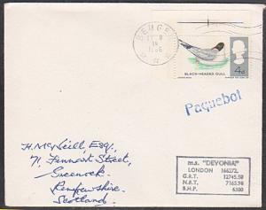 GB NORWAY 1966 MS DEVONIA  ship cover, BERGEN PAQUEBOT.....................1050