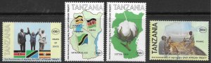 Tanzania Scott 1373-1376 MNH 2nd Anniversary East African Treaty Set of 1995 Map