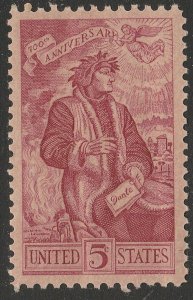 US 1268 Dante Alighieri 5c single MNH 1965