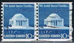 USA 1520: 10c Jefferson Memorial, pair, used, VF
