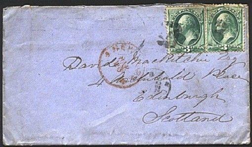 USA 1875 6c rate cover New York to Scotland................................93813