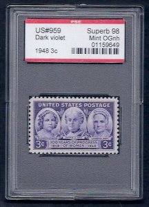 MALACK 959 SUPERB OG NH, w/PSE (GRADED 98, ENCAPSULATED), gg0073