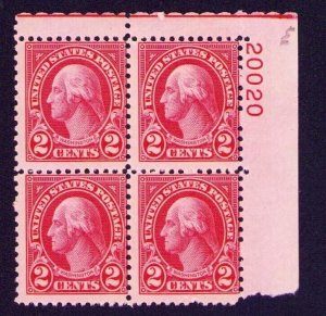 US Plate Block Scott #634 2c Washington [4] MNH F/VF Top Right