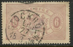 SWEDEN Sc#O4 1874 6ö Lilac Perf. 14 Official Stamp Used with Thin