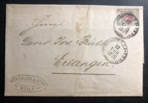 1878 Riga Latvia Russia Letter Sheet Cover To Erlangen Germany Stamp Sc#28