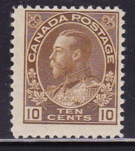 Canada 1925 10cent bistre brown  KGV Admiral Fine/VF/Mint(*)