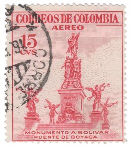 COLOMBIA YEAR 1954 AIRMAIL STAMP SCOTT # C242. USED. # 8