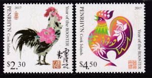 Penrhyn Island 567-568 Year of the Rooster MNH VF