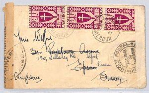 France Cols CAMEROON WW2 Cover Yaoundé DOUBLE CENSOR 1941 Essex Ilford ZF119