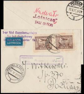 POLOGNE / POLAND 1929 (May 17) SPECIAL Air Mail Flight Cover WARSAW-POZNAN