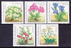 Germany 1630-34 MNH 1991 Various Types of Flowers Full 5 Stamp Set Very Fine