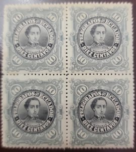 P) 1900 ECUADOR, TELEGRAPHS, REVENUES, ANTONIO RICAURTE, MILITARY OFFICERS, BLOC