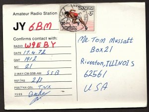 QSL QSO RADIO CARD Jordan/JY6BM, (Q793)