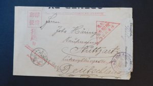 1916 Marugame Japan Cover WW1 POW prisoner of war to Stuttgart Germany Censored