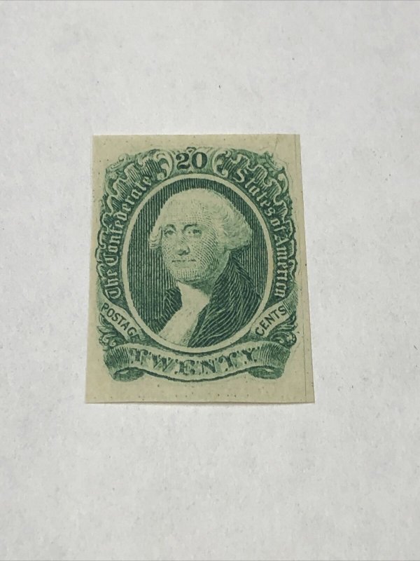 US Confederate # CSA13 1863 Unused 20 Cents Mint Never Hinged / Extremely Fine 