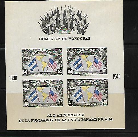 HONDURAS, C100, MNH, SS OF 4, FLAG TYPE