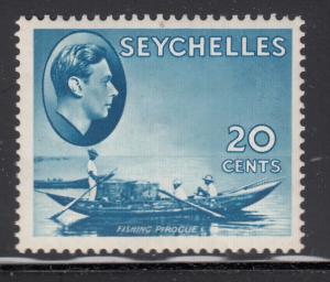 Seychelles 1938-41 MH Scott #135/SG #140 20c Fishing pirogue - George VI