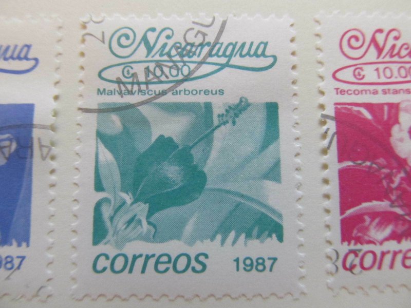 Nicaragua 1987 Flower 10cor fine used stamp A11P11F80