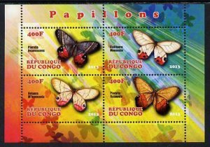 CONGO B. - 2013 - Butterflies #1 - Perf 4v Sheet - Mint Never Hinged