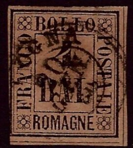 Italy Romagna SC#1 Used F-VF hr SCV$350.00....Fill a great Stamp!