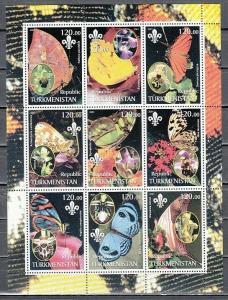 Turkmenistan, 2001 Russian Local. Butterflies & Orchids sheet of 9. *