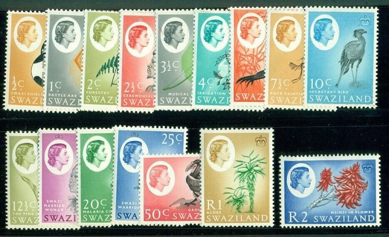 SWAZILAND #92-107, Complete set, og, NH, VF, Scott $57.85