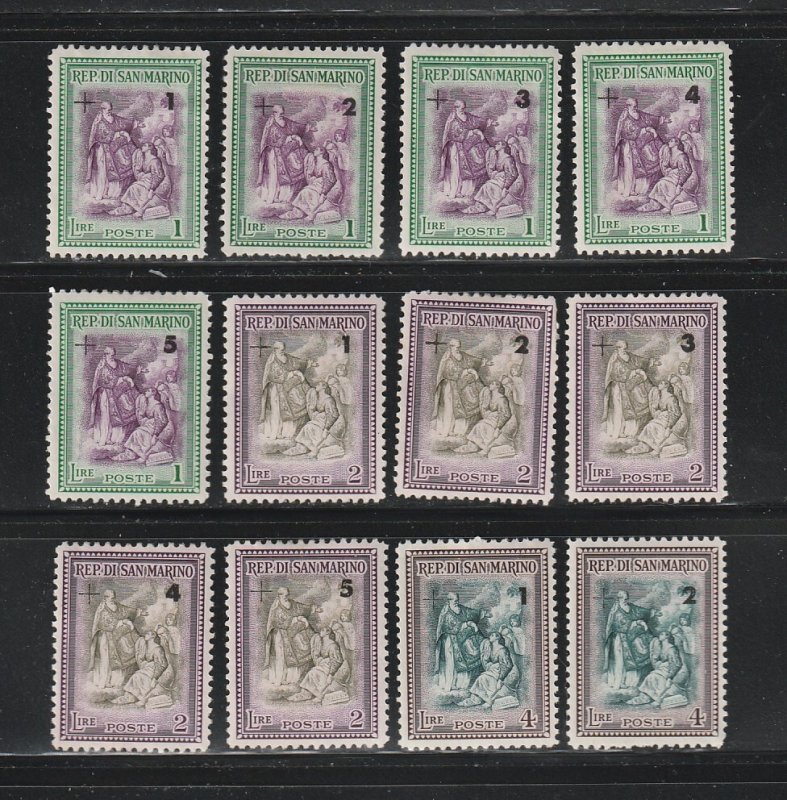 San Marino B27-B38 Set MH Surcharge